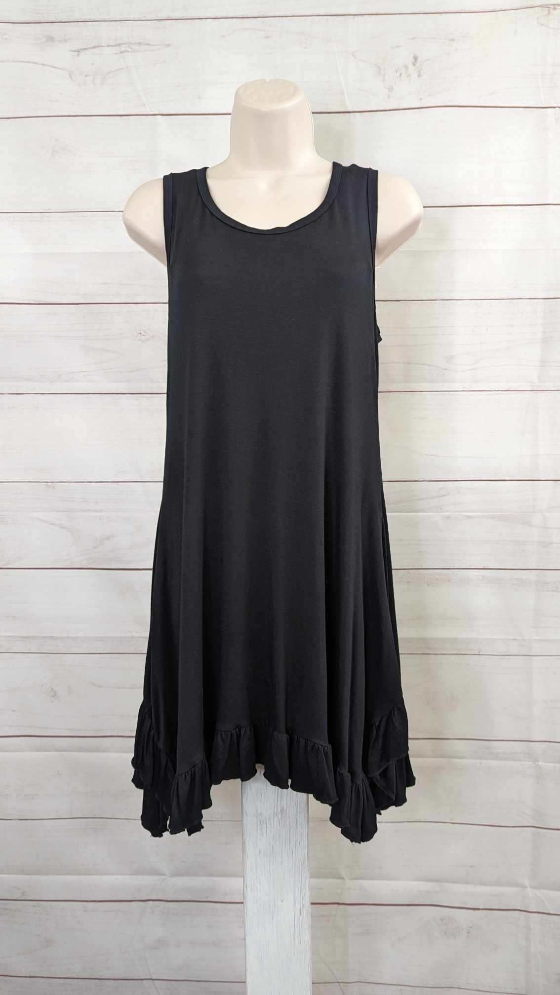 XXSMALL BLACK A381218 LOGO Layers by Lori Goldstein Knit Tank w/ Ruffle Hem