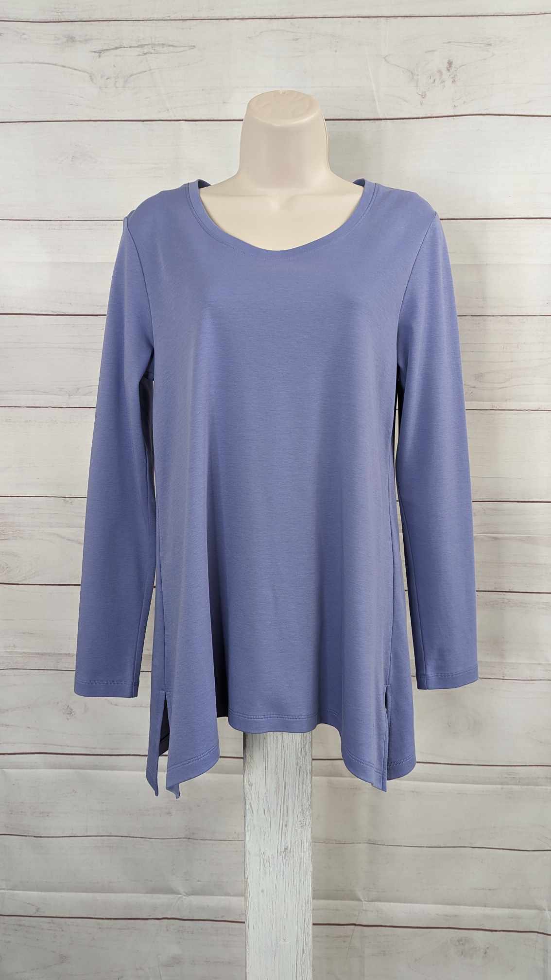 SMALL LAVENDAR BLUE A561396 Isaac Mizrahi Live! Essentials Pima Cotton Scoop Neck Top