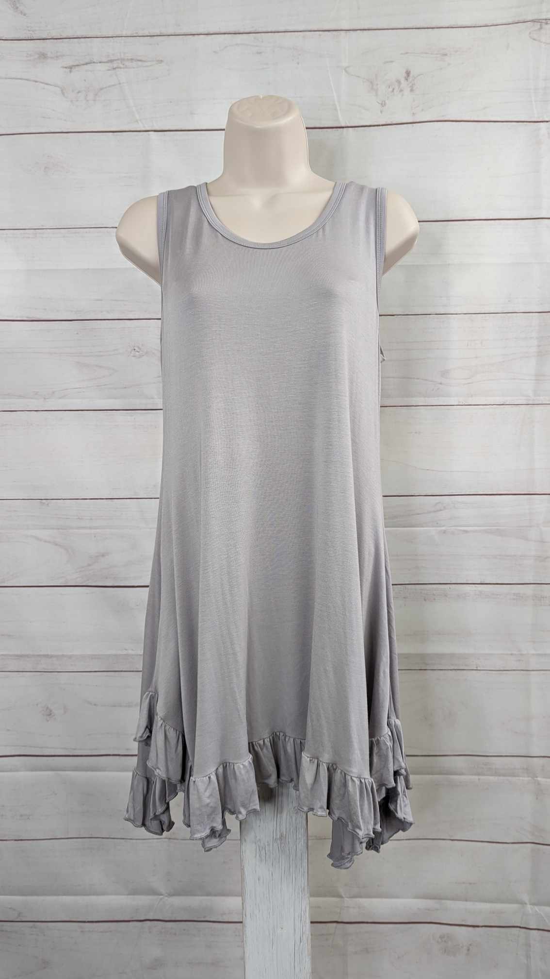 XXSMALL SOFT GRAVEL A381218 LOGO Layers by Lori Goldstein Knit Tank w/ Ruffle Hem