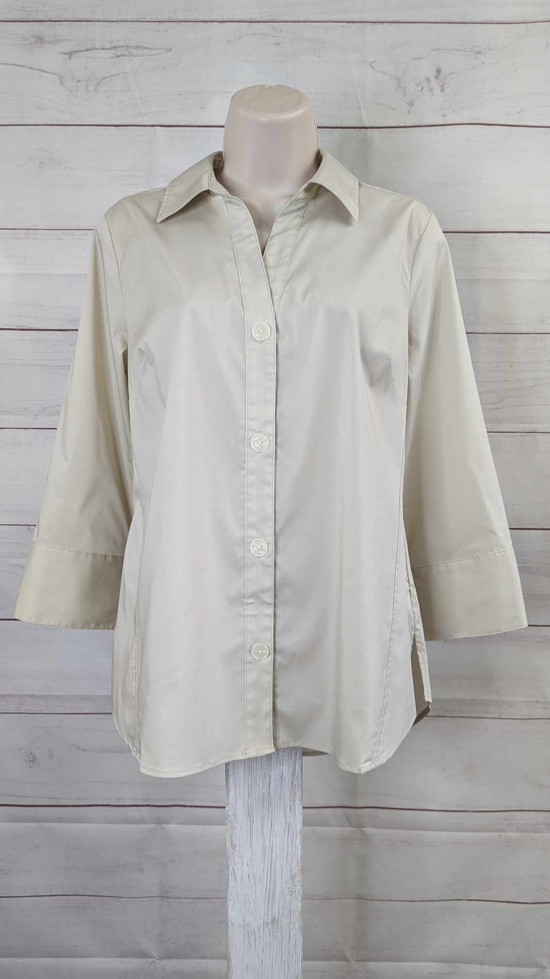 XXSMALL KHAKI A596282 Denim & Co. Coolmax Cotton Shirt