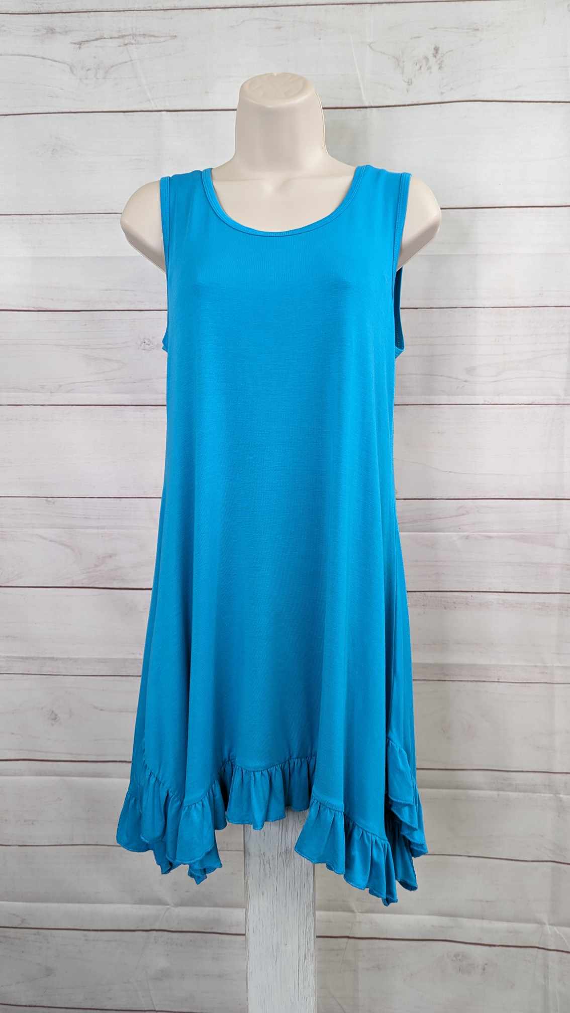 XXSMALL TEAL BREEZE A381218 LOGO Layers by Lori Goldstein Knit Tank w/ Ruffle Hem