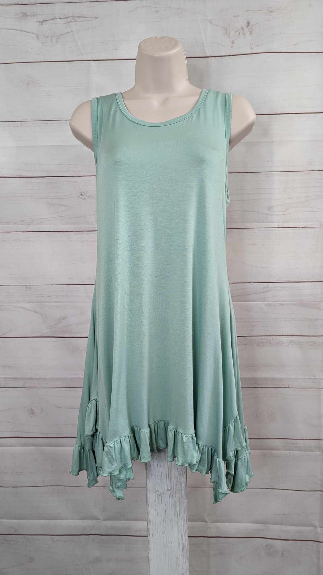 SMALL GRAYED JADE A381218 LOGO Layers by Lori Goldstein Knit Tank w/ Ruffle Hem