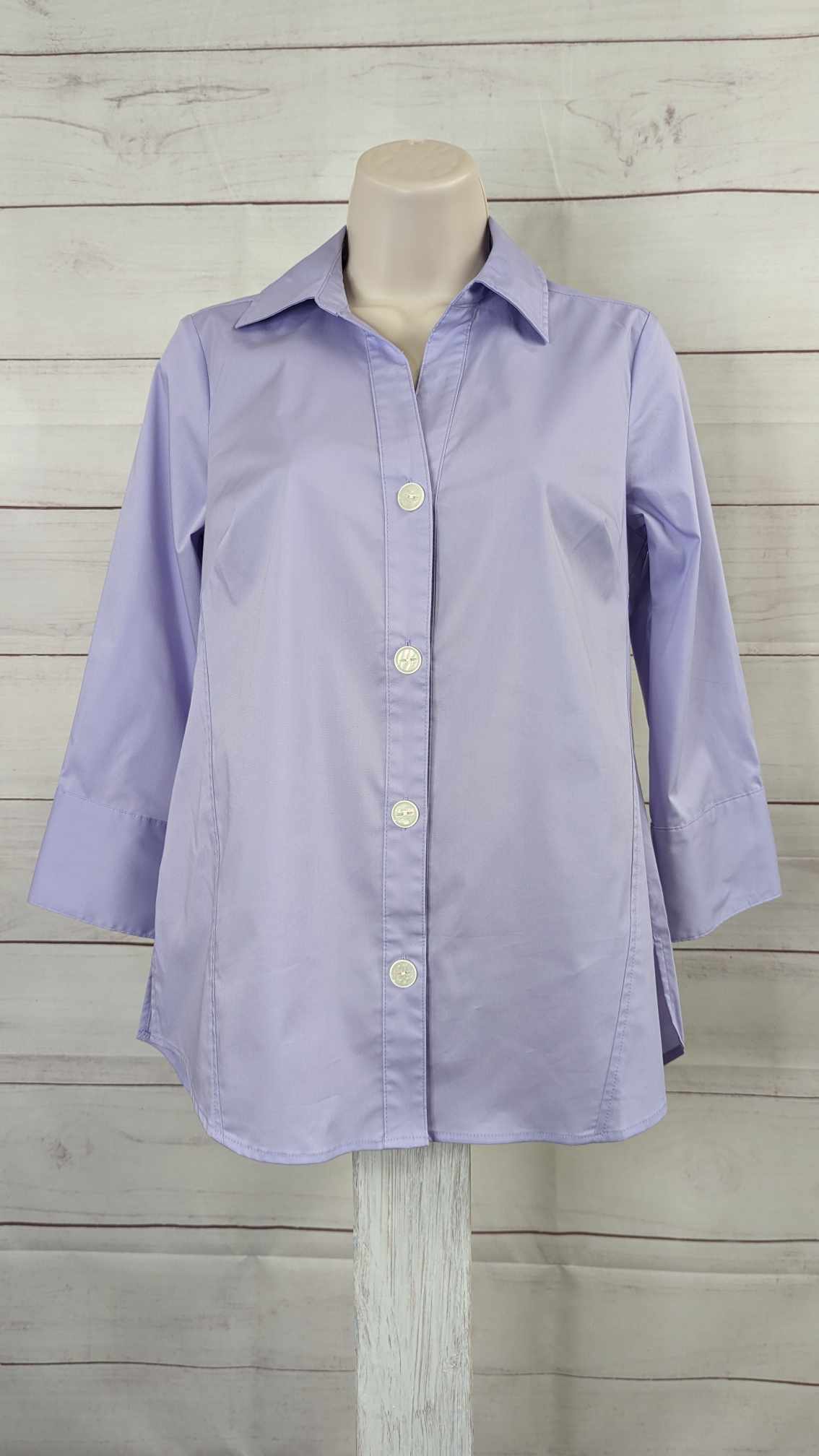 XXSMALL LILAC A596282 Denim & Co. Coolmax Cotton Shirt