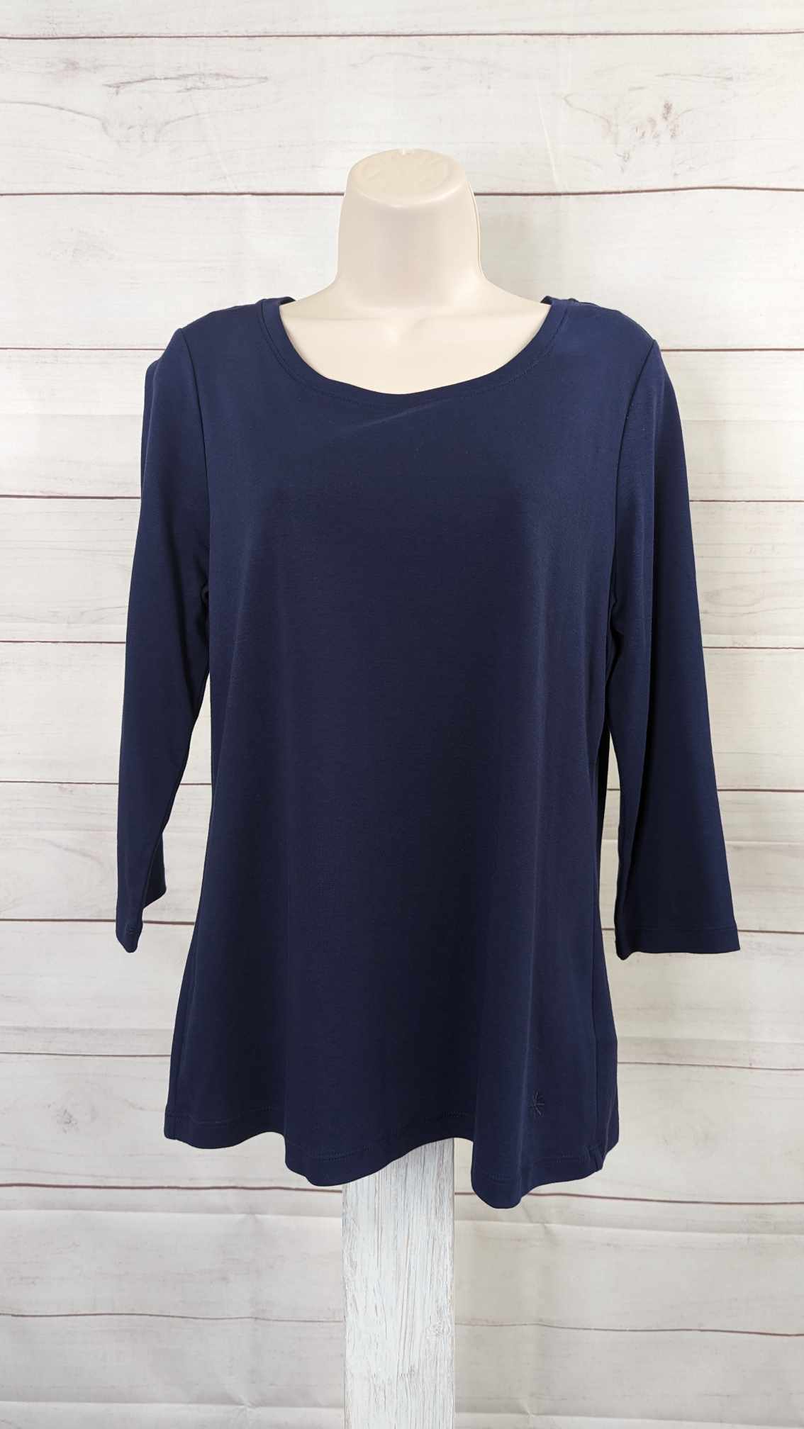 XXSMALL DK NAVY A454848 Isaac Mizrahi Live! Pima Cotton 3/4 sleeve T-Shirt