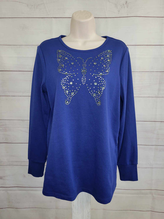 XXSMALL NAVY A612399 Quacker Factory Fall Flutter Long Sleeve Top w/ Cuffs