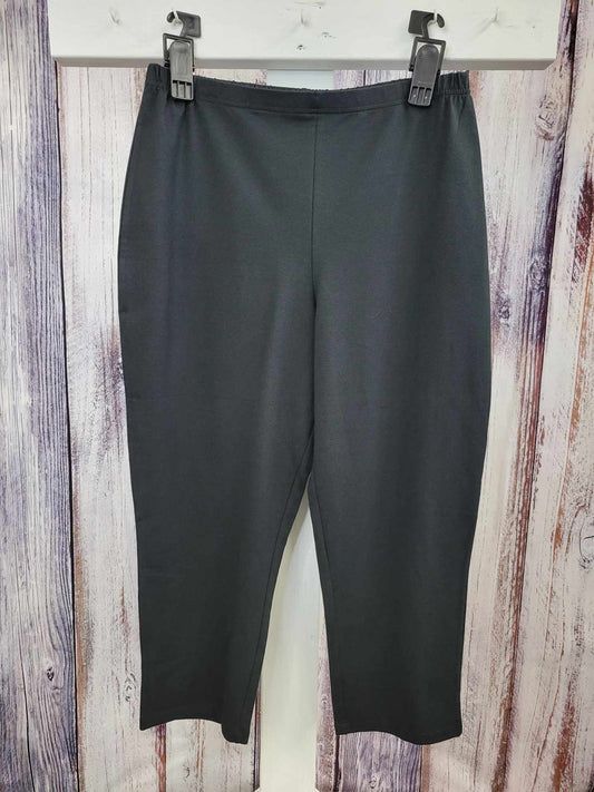 LARGE BLACK A251653 Women with Control Regular Straight Leg Knit Crop Pant