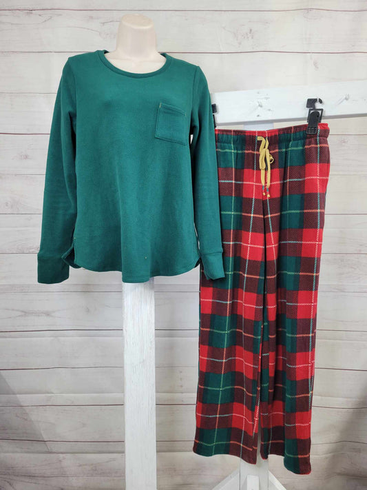 SMALL GREEN/TARTAN A616990 Cuddl Duds Regular Fleecewear with Stretch Pajama Set