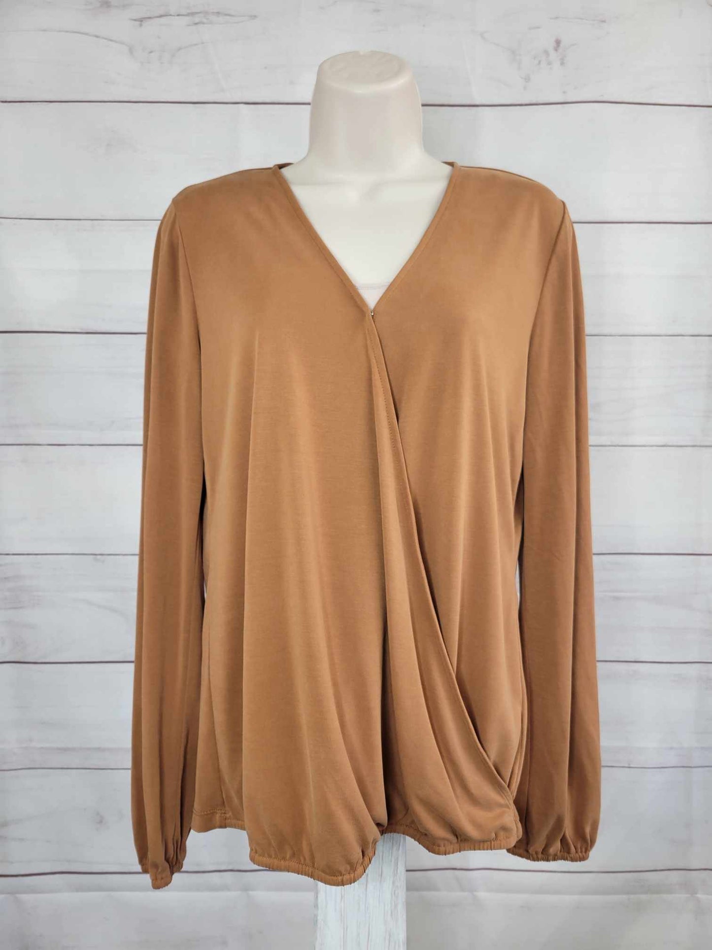 XXSMALL SIMPLY SPICE A451978 Susan Graver Sueded Jersey Faux Wrap Top