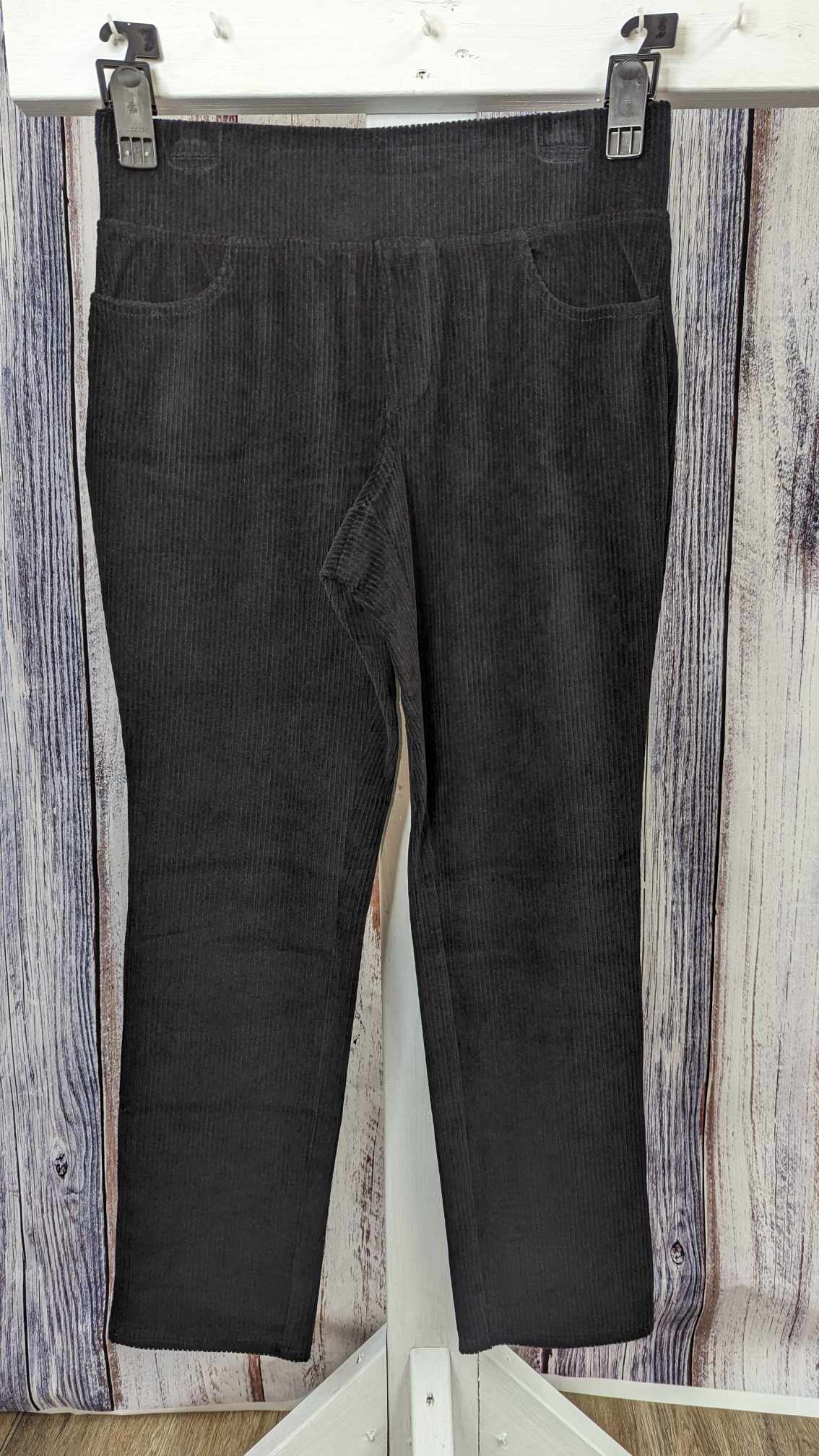 10R BLACK A520305 Belle by Kim Gravel Regular Knit Corduroy Pants