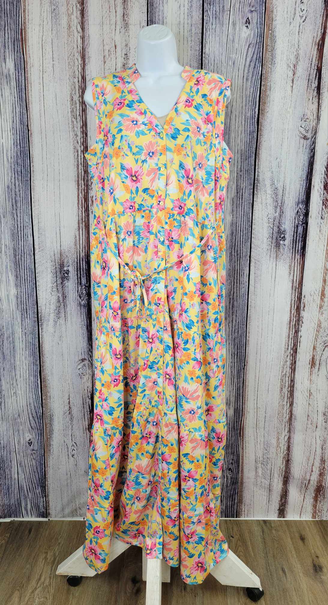 MEDIUM DITSY FLOWER A594922 Tolani Collection Printed Sleeveless Maxi Dress