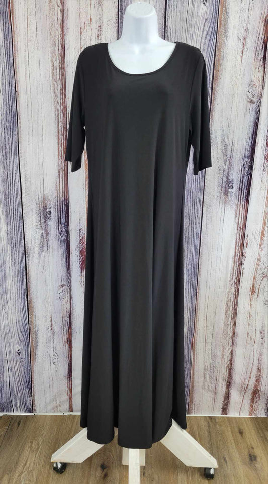 MEDIUM BLACK A455295 Attitudes by Renee Regular Como Jersey Elbow Slv Maxi Dress