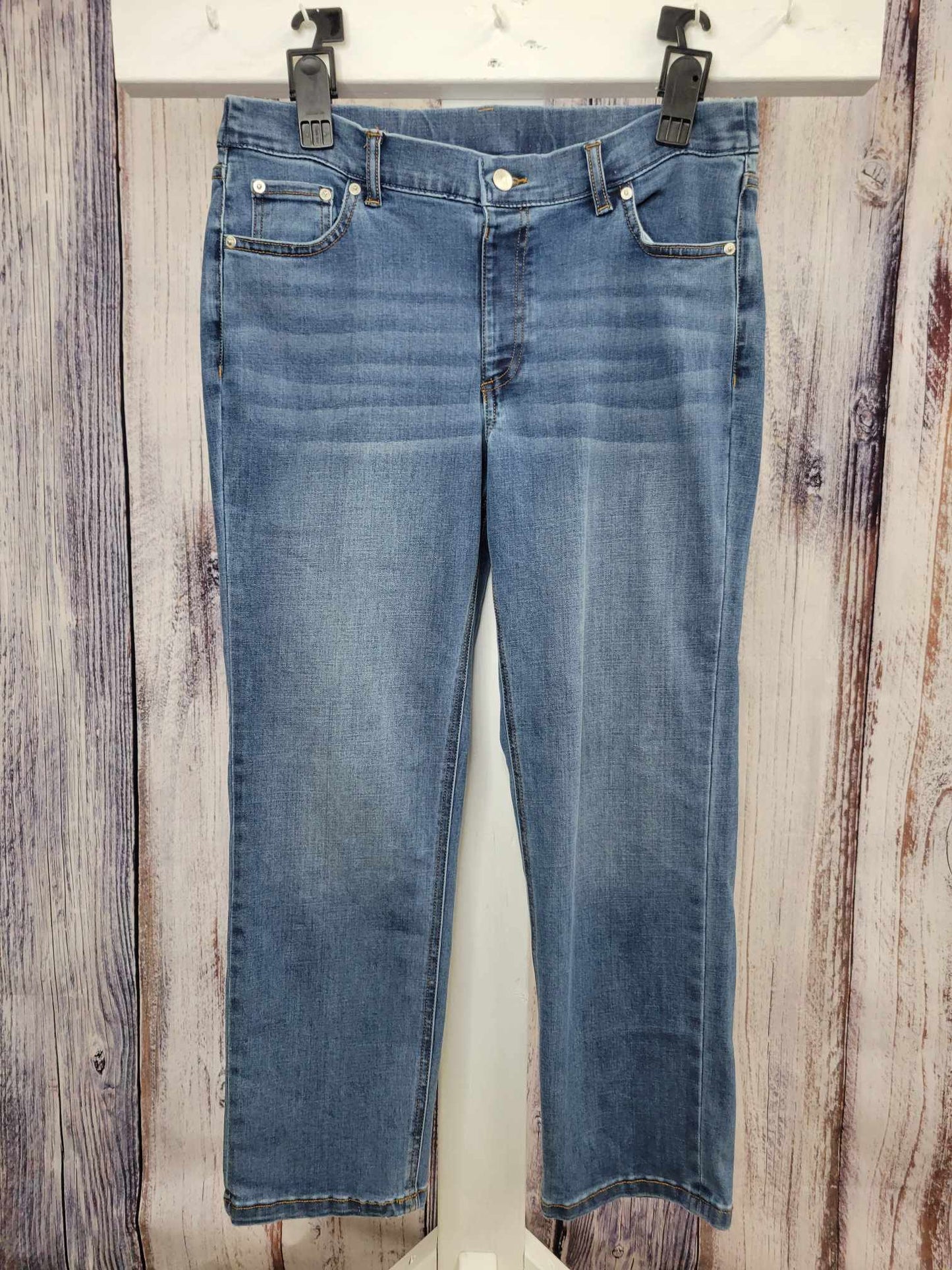 12P M. WASH A575174 Denim & Co. Coolmax All Season Petite Straight Leg Jean