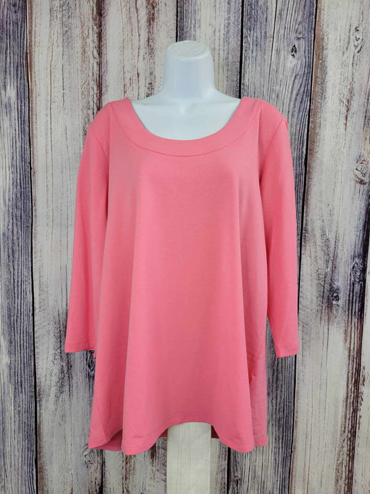 LARGE PINK A479157 Susan Graver Regular Weekend Essentials Comfy Cotton Tunic