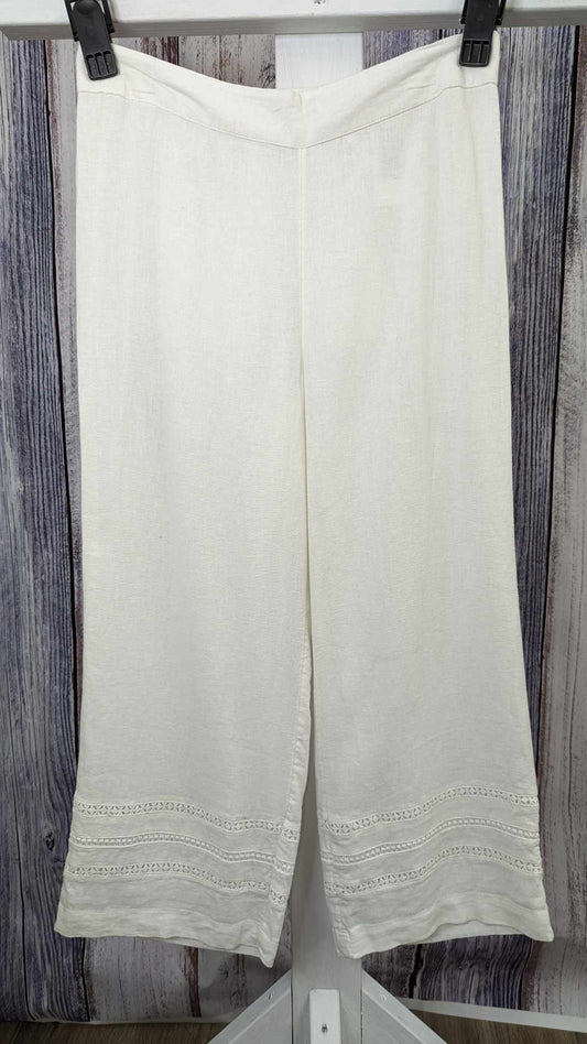 10R WHITE A512056 Isaac Mizrahi Live! Regular Bridgehampton Linen Blend Pants