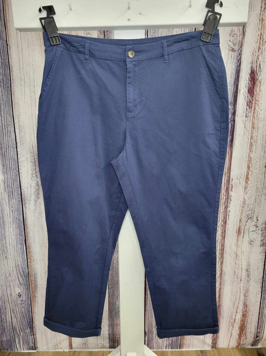 14P NAVY A393962 Denim & Co. Petite Relaxed EasyWear Twill Straight Leg Pants