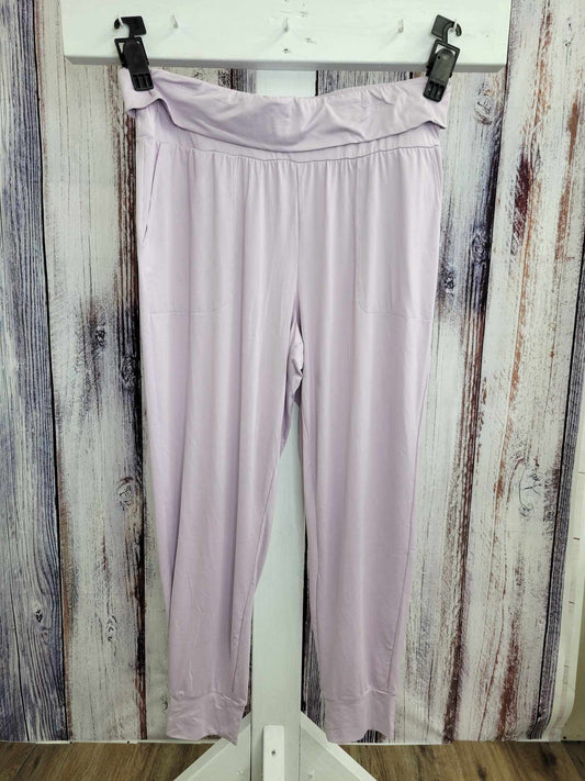 LARGE LILAC A469368 Denim & Co. Comfort Zone Jersey Foldover Waist Joggers