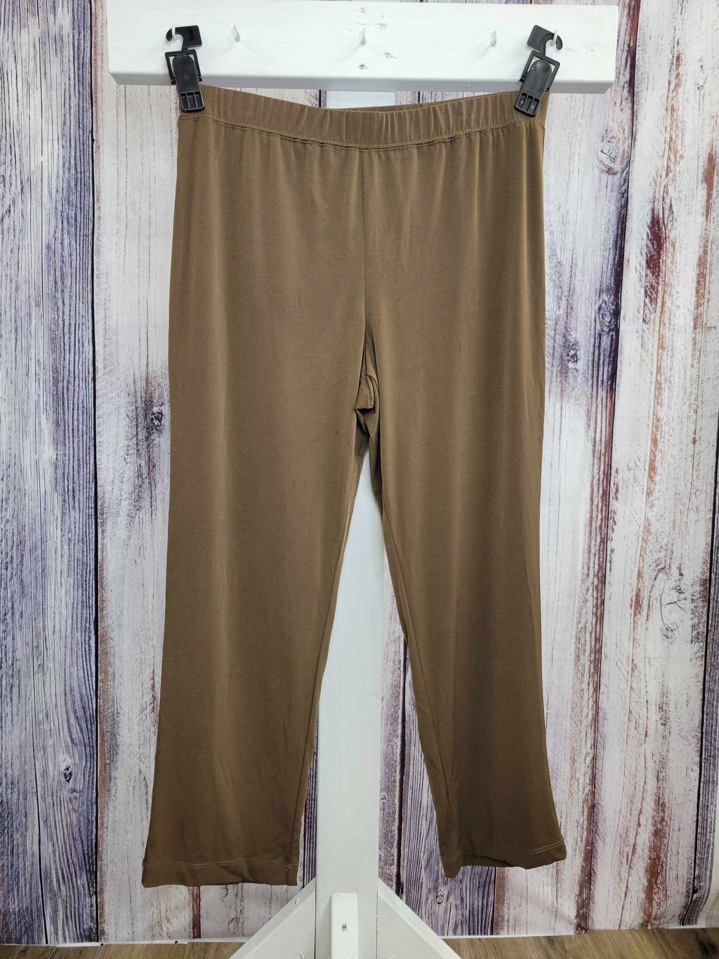 XLARGE VINTAGE BROWN A228084 Susan Graver Essentials Liquid Knit Straight Leg Pants PETITE