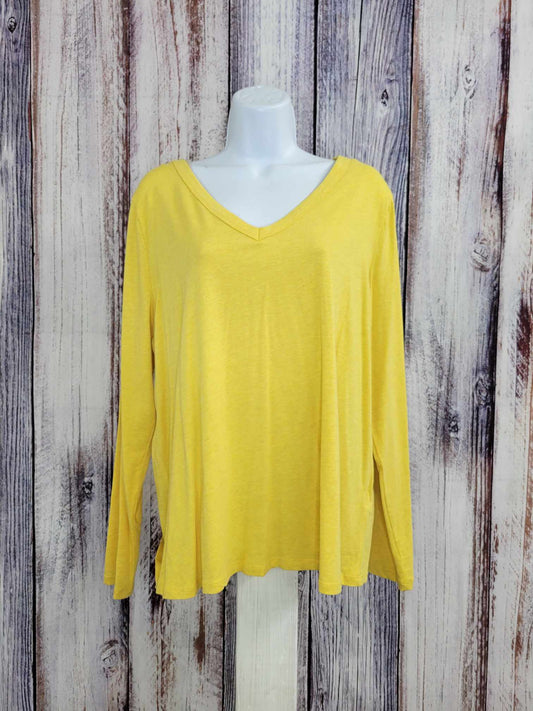 LARGE GOLDEN YELLOW A518416 Candace Cameron Bure V-Neck Long-Sleeve Knit Top