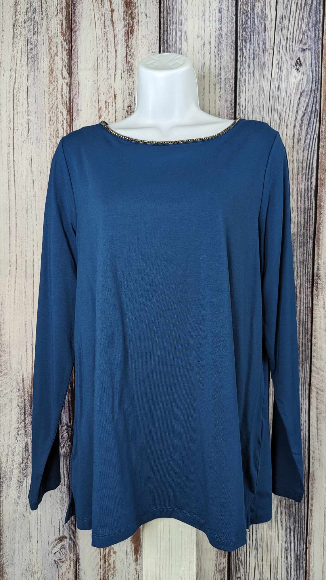 MEDIUM BLUE A520299 Belle by Kim Gravel Time To Shine TripleLuxe Knit Top