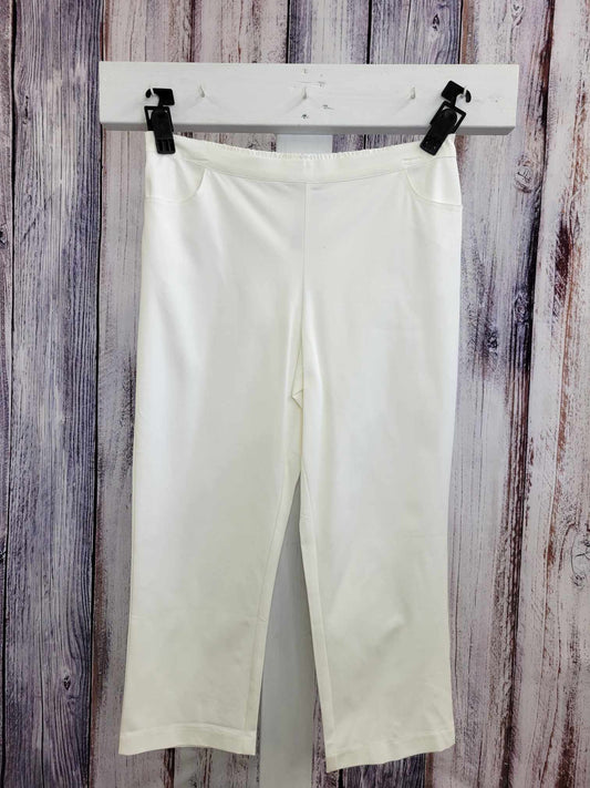 16R WHITE A472131 Isaac Mizrahi Live! Regular 24/7 Stretch Crop Pants with Pockets