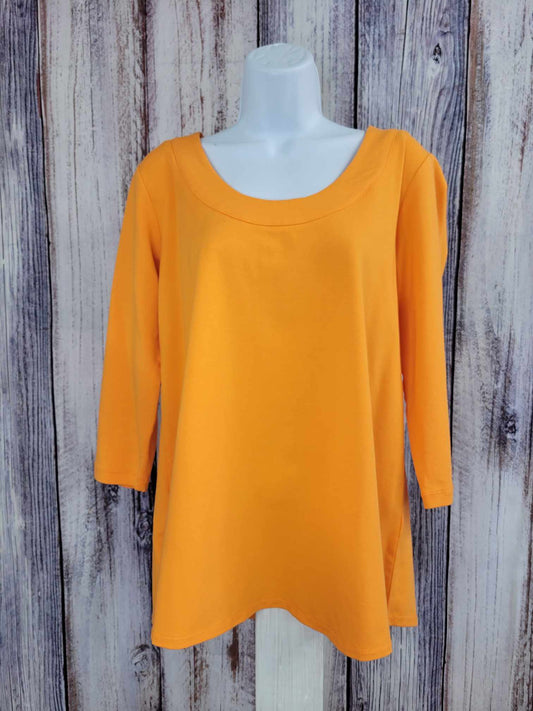 MEDIUM TANGERINE A479158 Susan Graver Weekend Essentials Petite Comfy Cotton Tunic