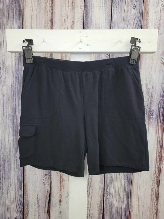 LARGE BLACK A601432 Denim & Co. Active French Terry Pull-On Short w/ Cargo Pocket