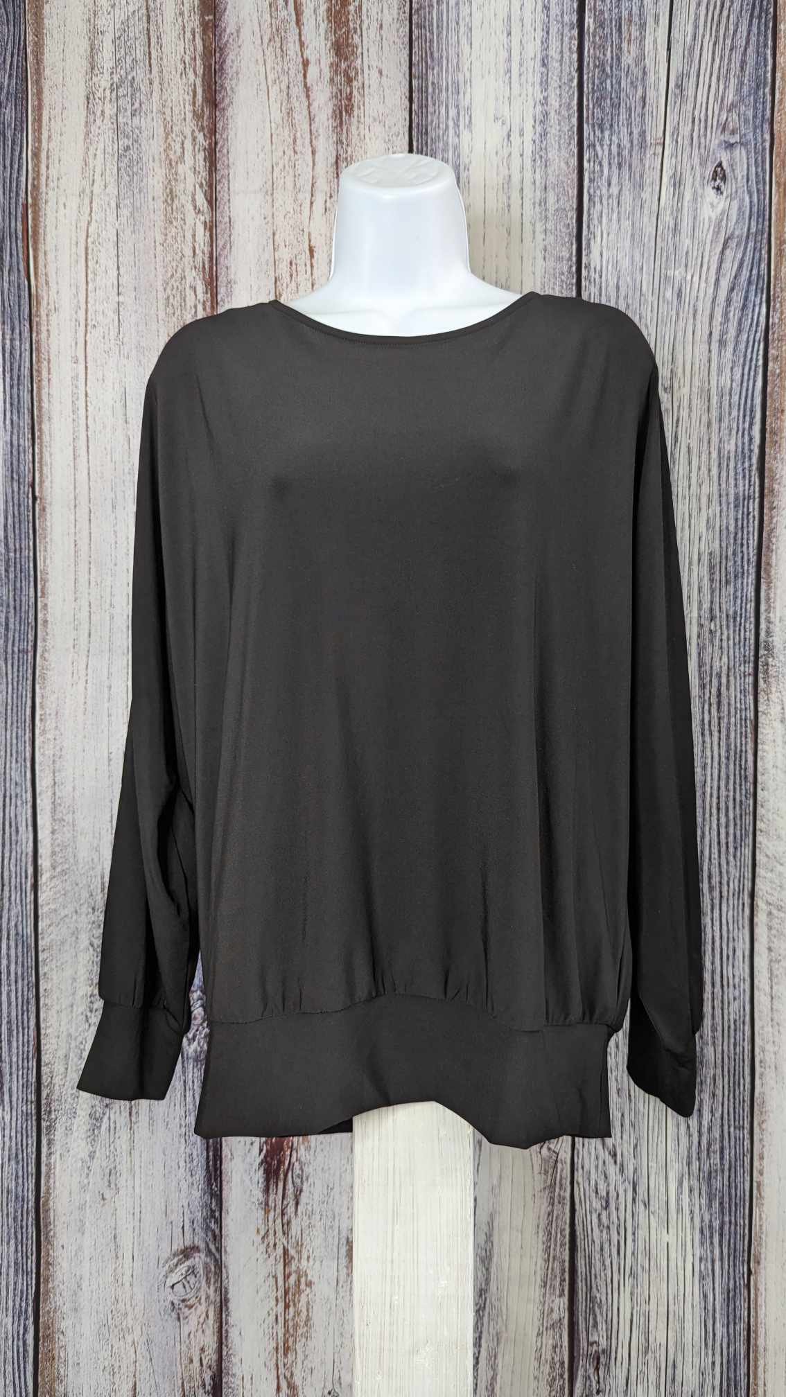 MEDIUM BLACK A454549 Susan Graver Every Day Liquid Knit Dolman-Sleeve Tunic