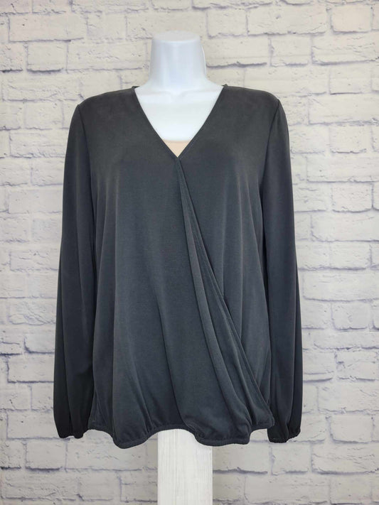 XXSMALL BLACK A451978 Susan Graver Sueded Jersey Faux Wrap Top