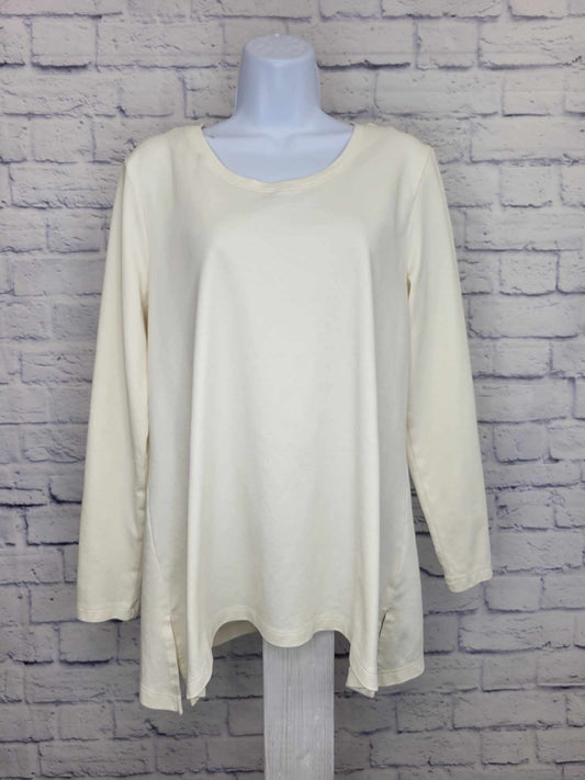 SMALL CREAM A561396 Isaac Mizrahi Live! Essentials Pima Cotton Scoop Neck Top