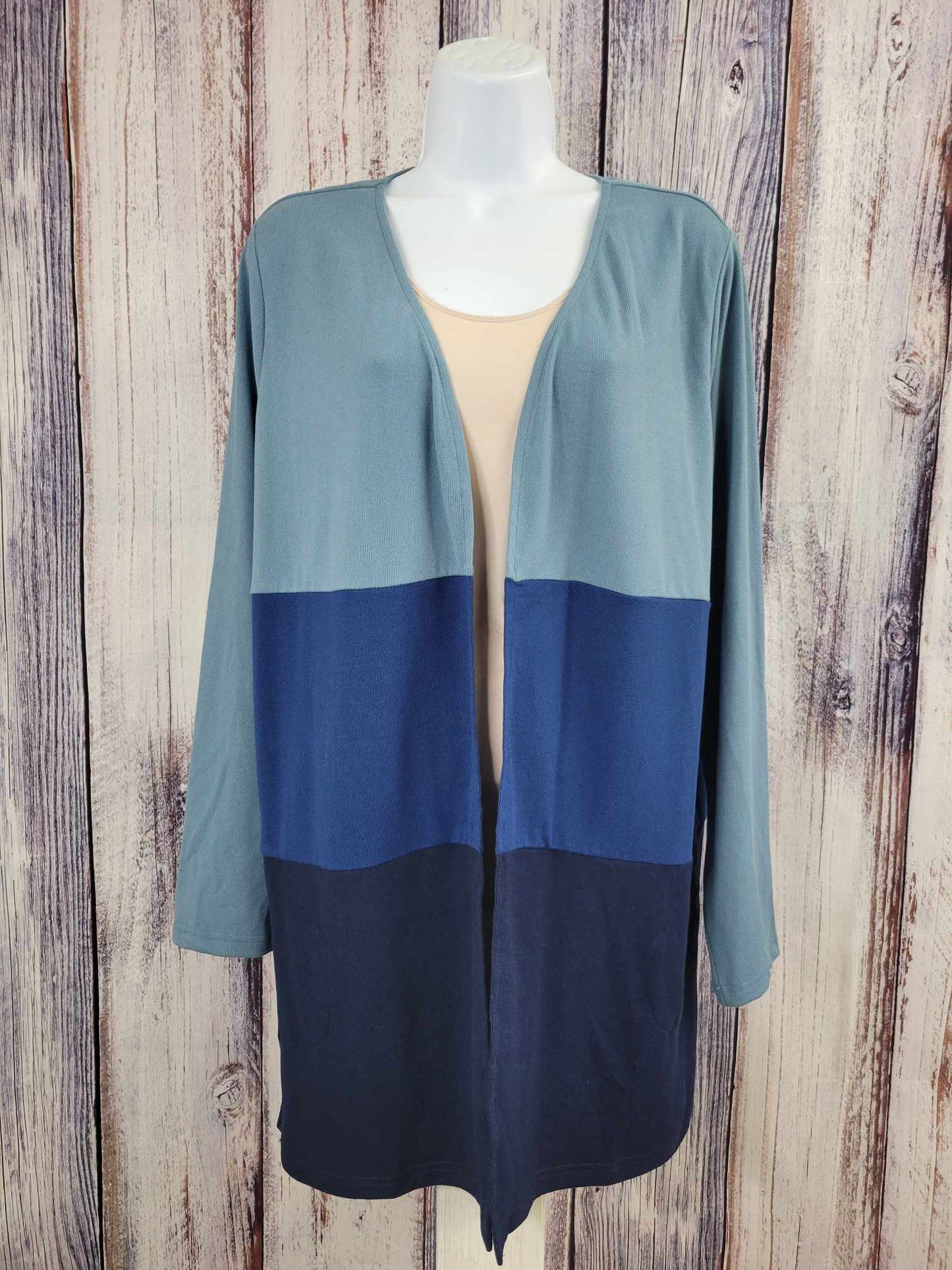 LARGE BLUE A512489 Belle by Kim Gravel Petite Brushed Knit Duster Cardigan