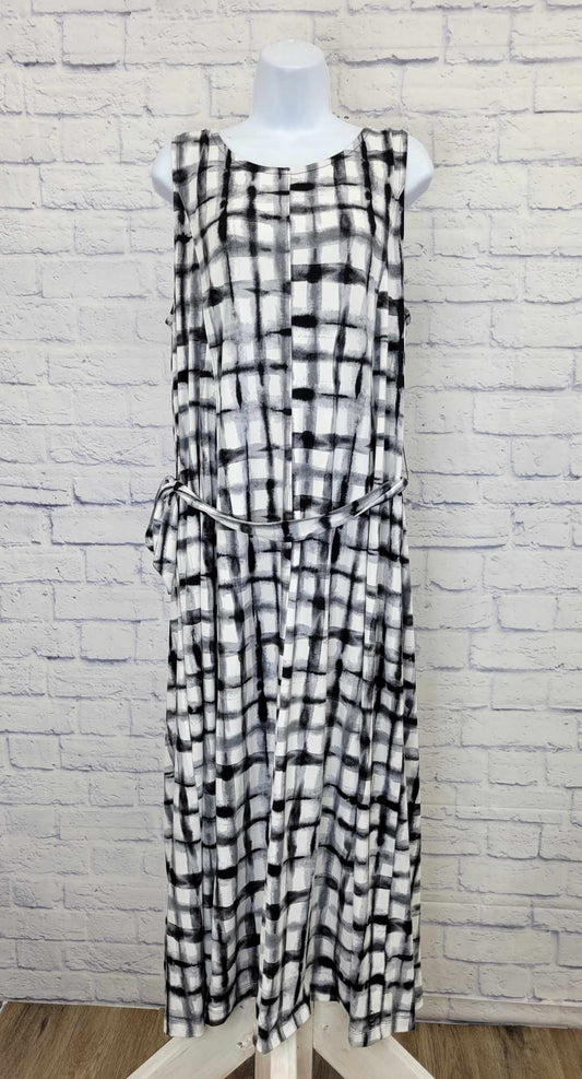 XLARGE BLK GINGHAM A586585 Cuddl Duds Flexwear Paneled Maxi Dress