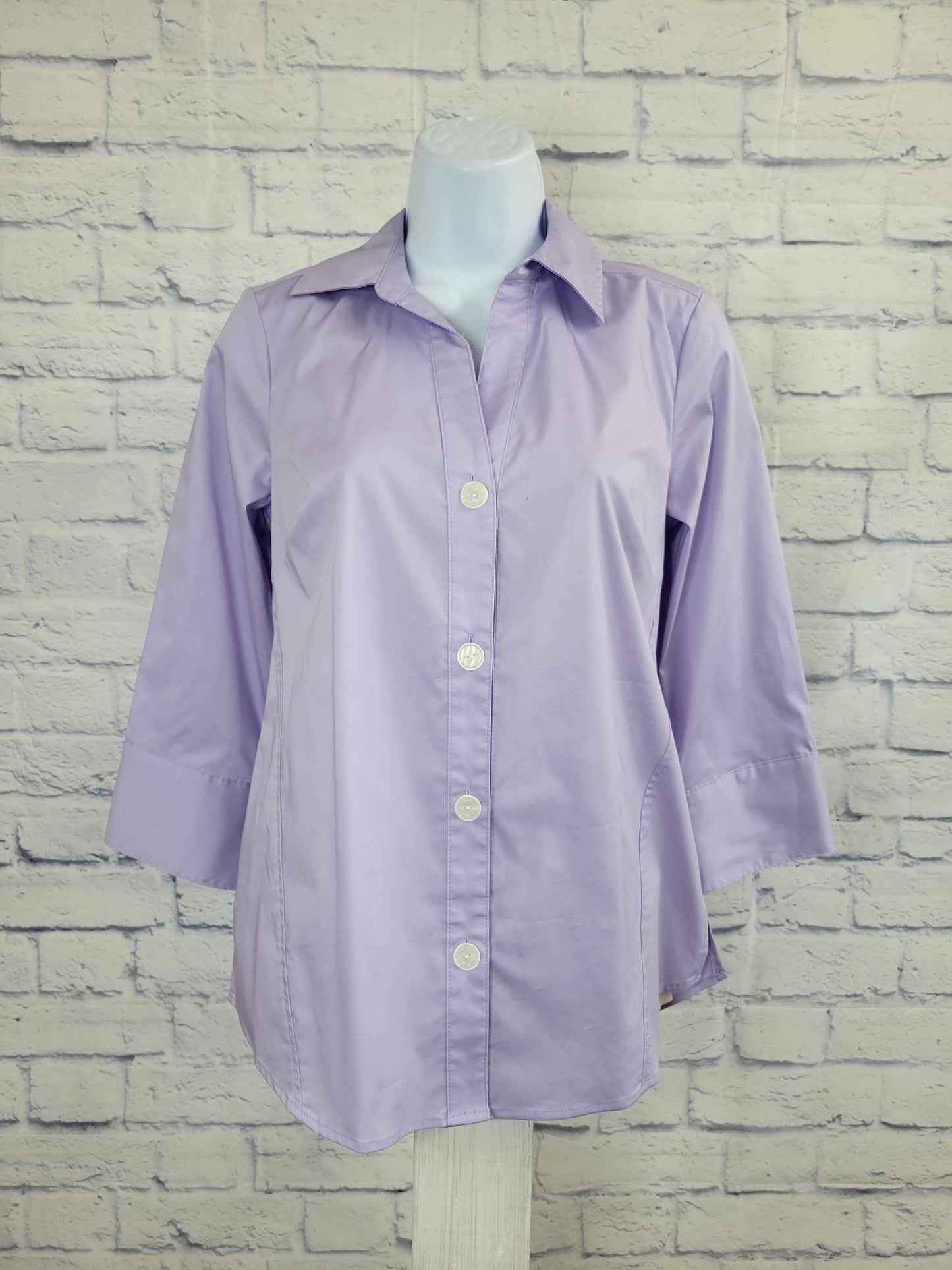 XLARGE LILAC A596282 Denim & Co. Coolmax Cotton Shirt