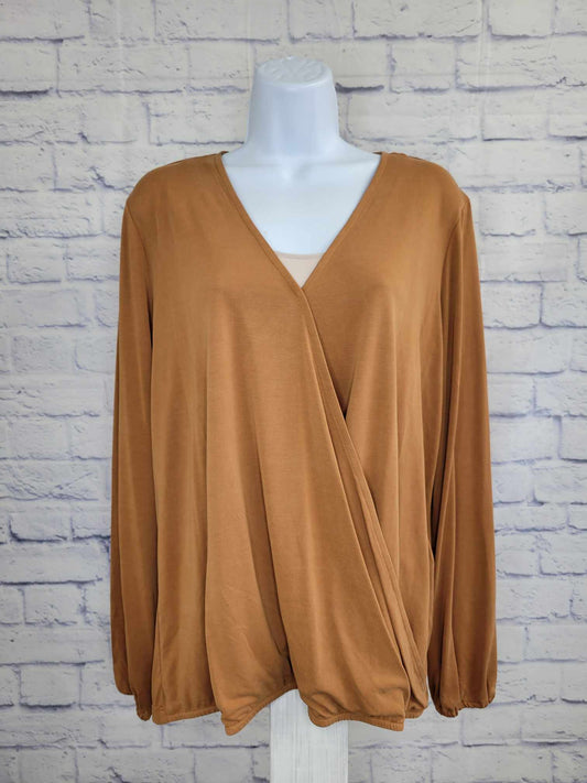 XXSMALL SIMPLY SPICE A451978 Susan Graver Sueded Jersey Faux Wrap Top