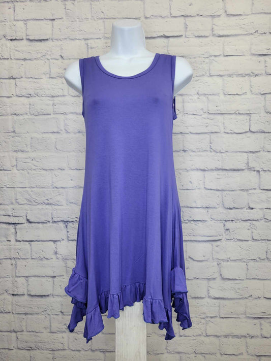 XXSMALL VIOLET STORM A381218 LOGO Layers by Lori Goldstein Knit Tank w/ Ruffle Hem