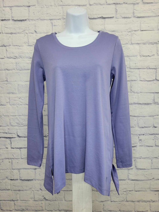 SMALL LAVENDAR BLUE A561396 Isaac Mizrahi Live! Essentials Pima Cotton Scoop Neck Top