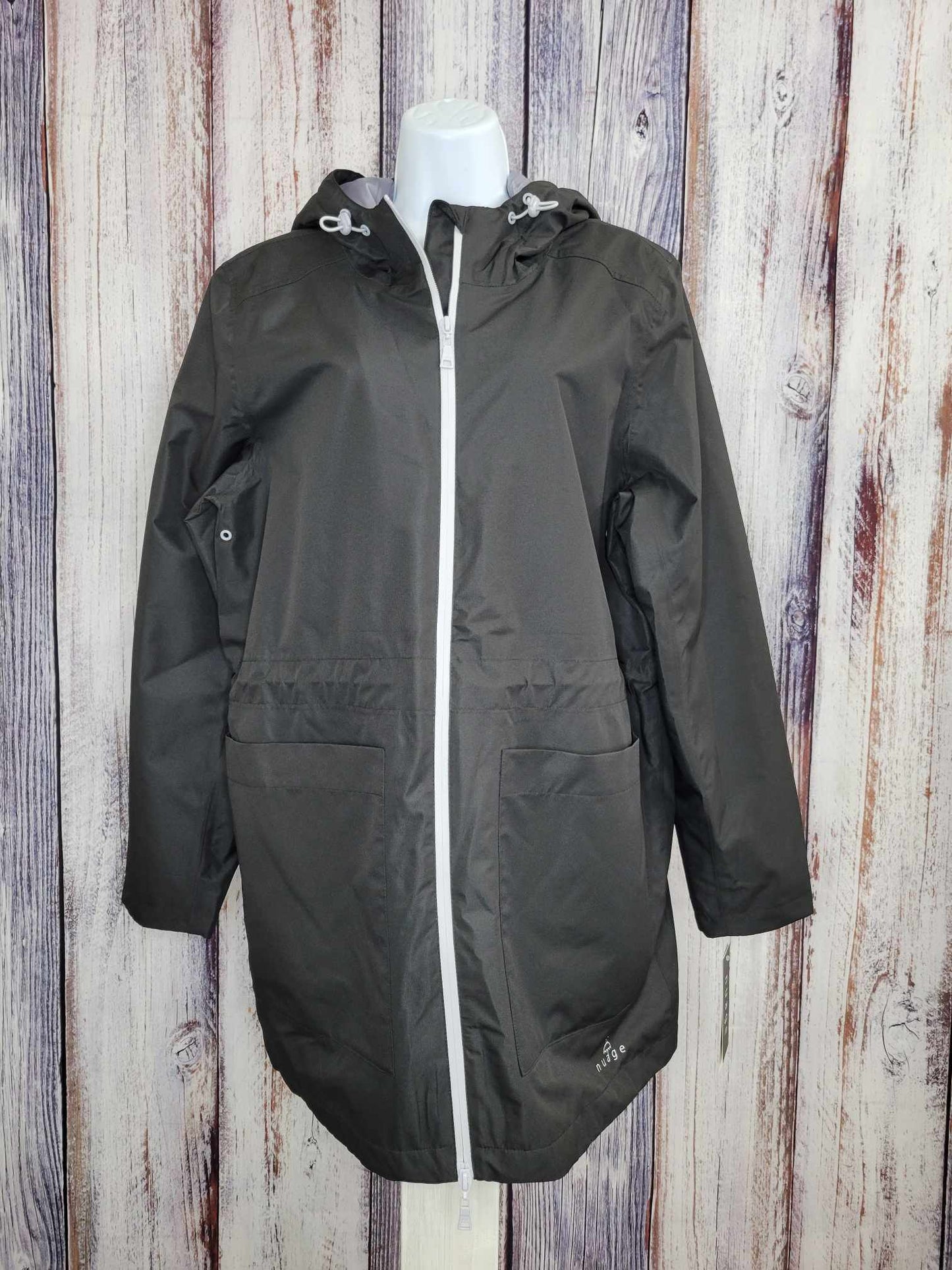 LARGE BLACK A391361 Nuage Waterproof Jacket with Patch Pockets & Back Vent