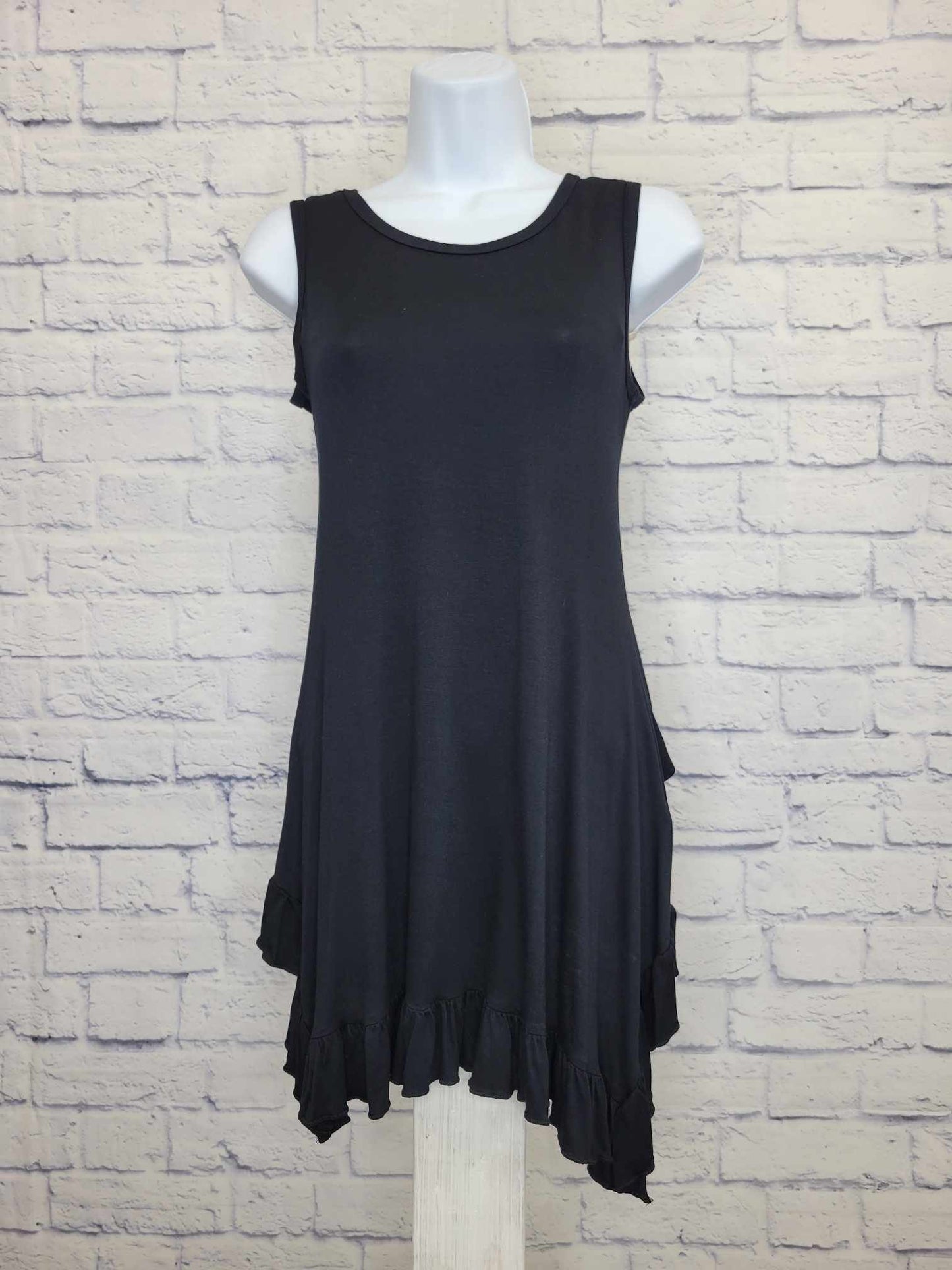 SMALL BLACK A381218 LOGO Layers by Lori Goldstein Knit Tank w/ Ruffle Hem