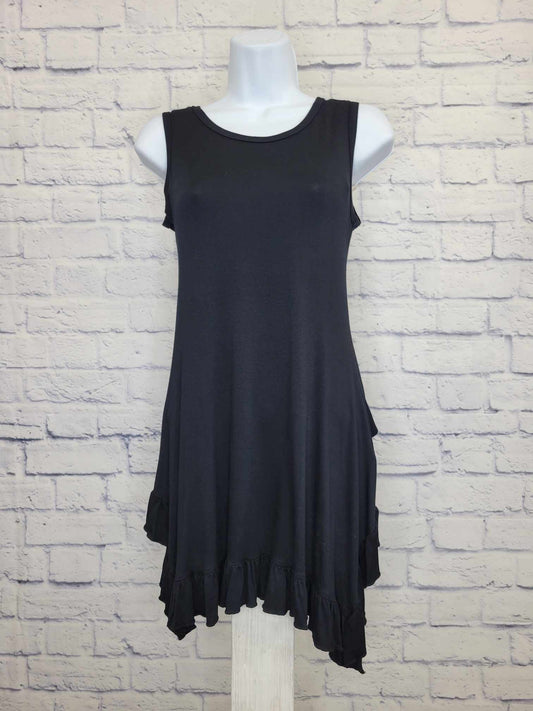 SMALL BLACK A381218 LOGO Layers by Lori Goldstein Knit Tank w/ Ruffle Hem