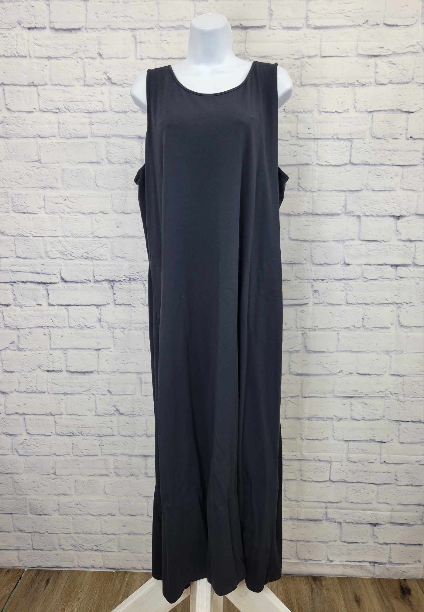 SMALL BLACK A498311 Belle by Kim Gravel TripleLuxe Knit Regular Long Tank Dress