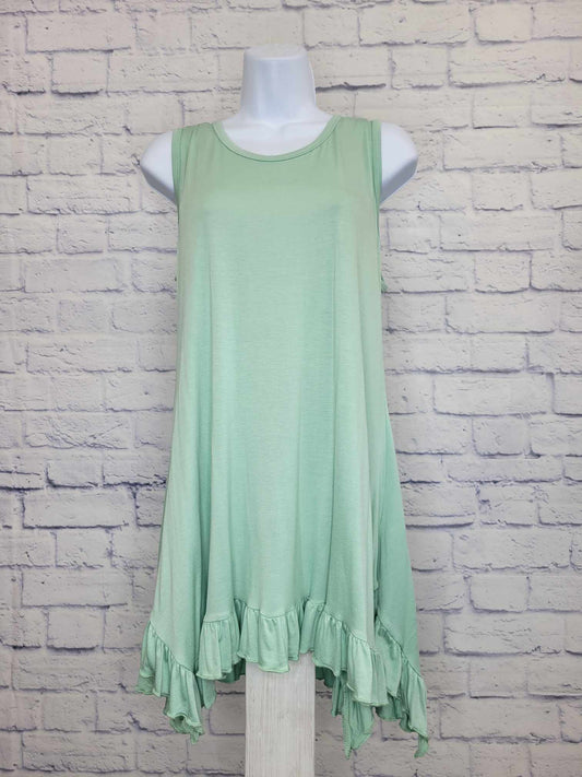 XSMALL GRAYED JADE A381218 LOGO Layers by Lori Goldstein Knit Tank w/ Ruffle Hem