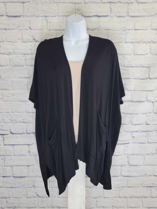 XXSMALL BLACK A399656 Susan Graver Reg Weekend Cozy Jersey Knit Draped Cardigan