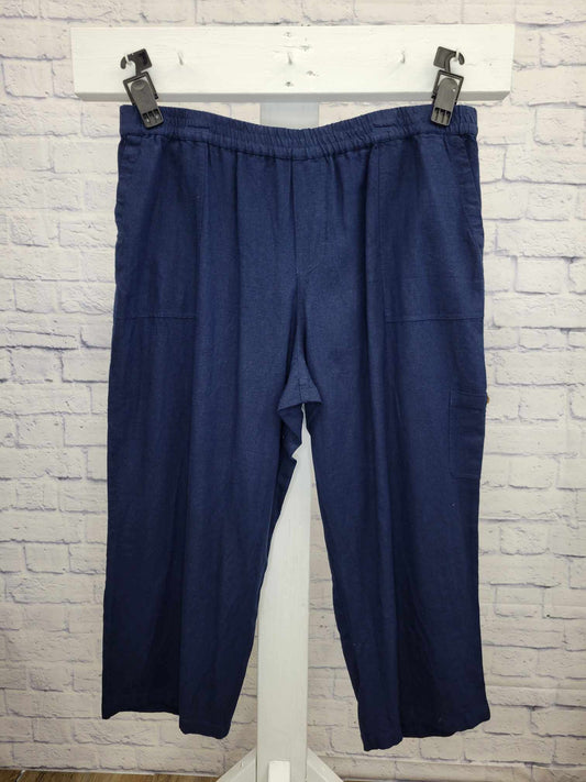 XLARGE NAVY A498821 Susan Graver Regular Pure Easy Linen Utility Crop Pant