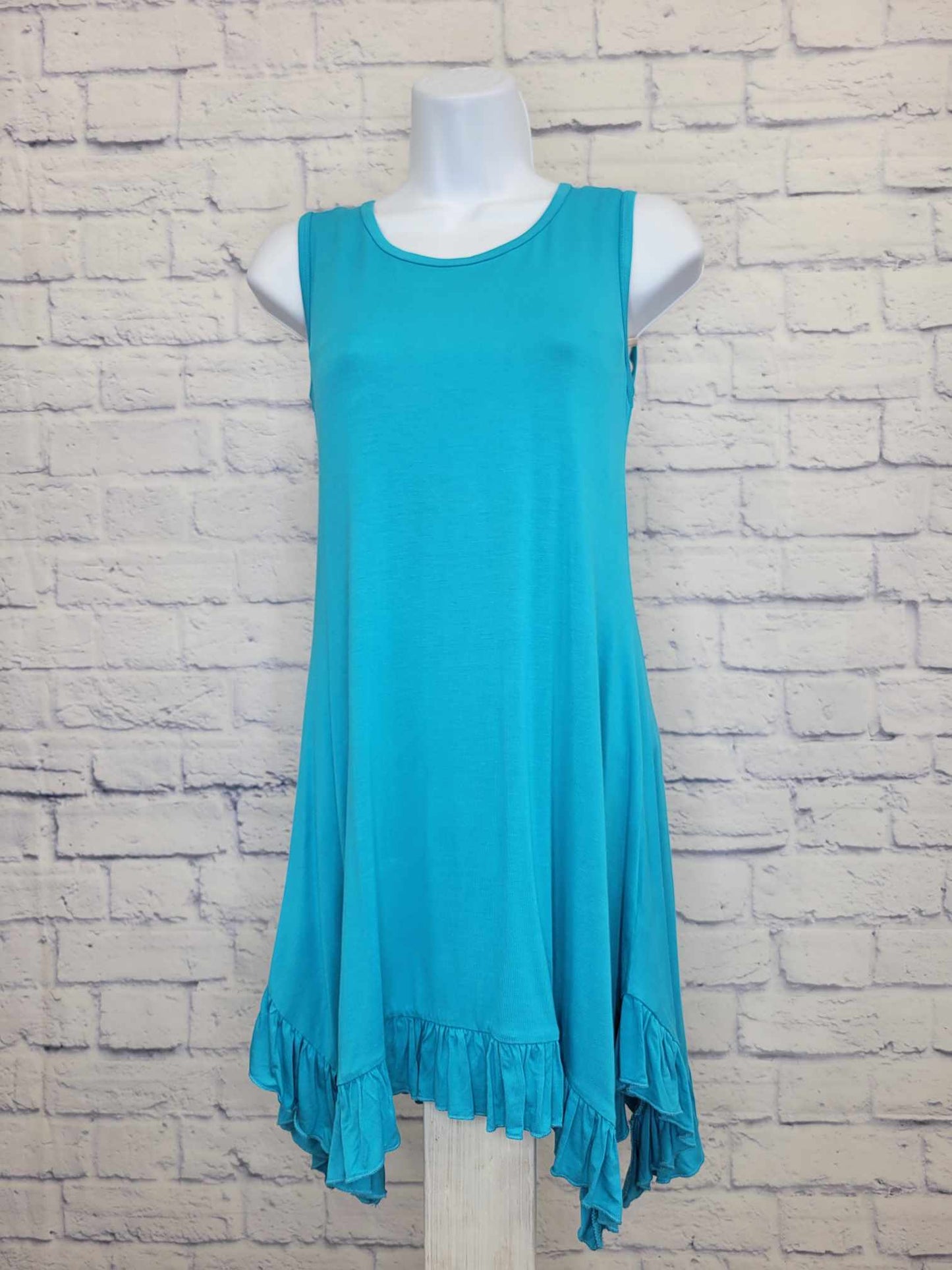 SMALL TEAL BREEZE A381218 LOGO Layers by Lori Goldstein Knit Tank w/ Ruffle Hem