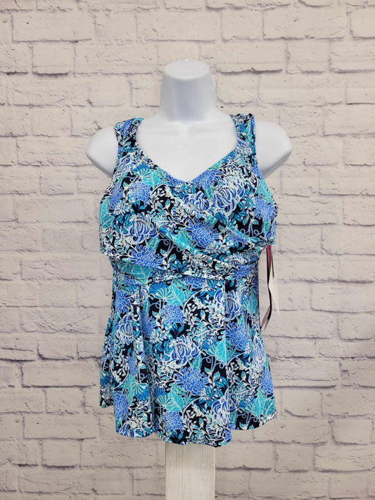 10R BLUE A376257 Fit 4 U Wide Strap Sweetheart Tankini NWT