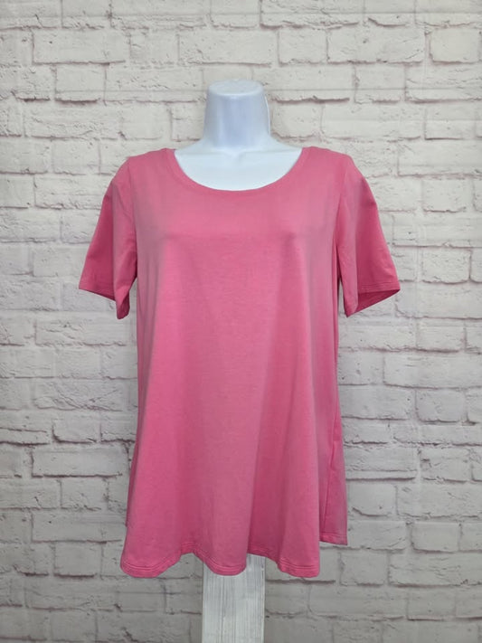 SMALL WILDFLOWER PINK A600383 Susan Graver Weekend Essentials Cotton Modal Short-Slv Top