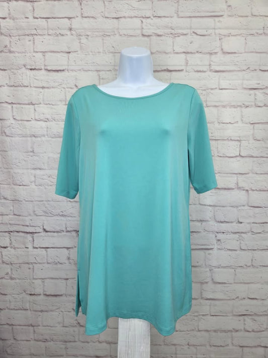 SMALL TURQ A568392 Susan Graver Modern Essentials Liquid Knit Top