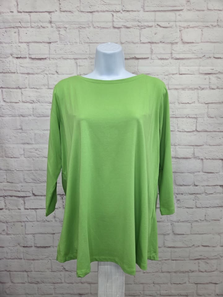 MEDIUM GREEN A299902 Belle by Kim Gravel Primabelle Knit 3/4-Sleeve Top