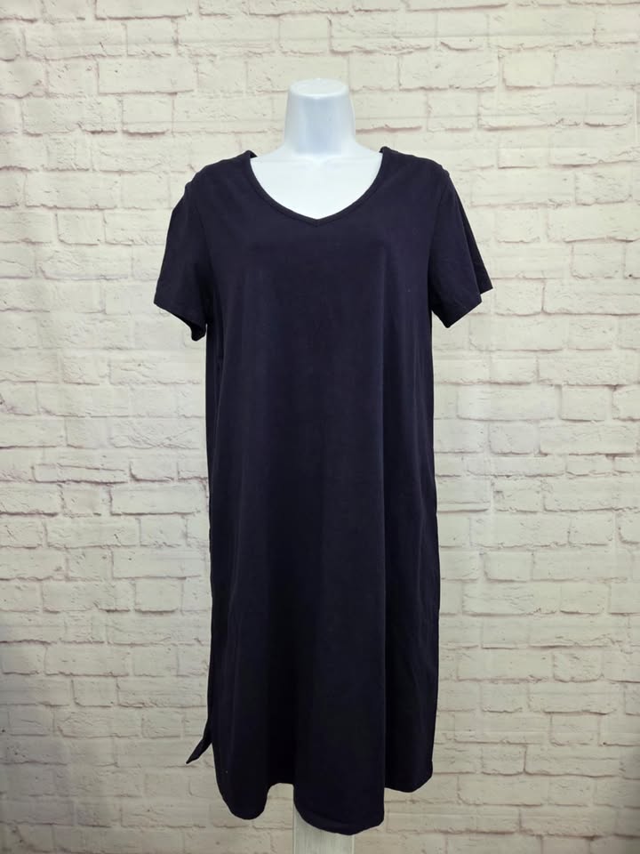 MEDIUM NAVY A634014 Stan Herman Watercolor Dreams Cotton Lounge Dress