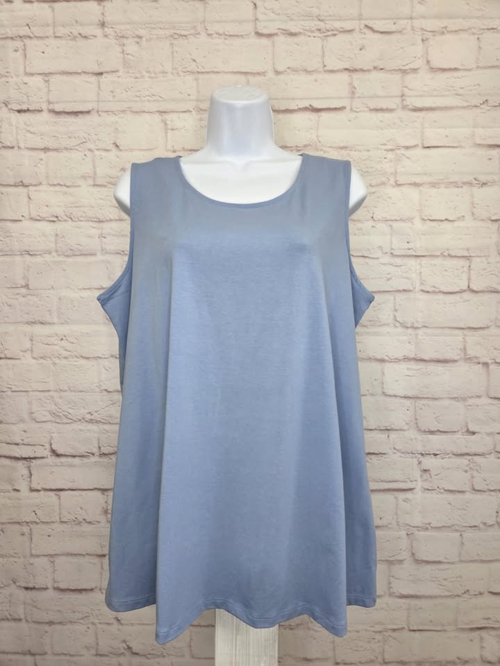 LARGE BLUE HAZE A398744 Denim & Co. Essentials Solid Jersey Swing Tank Top