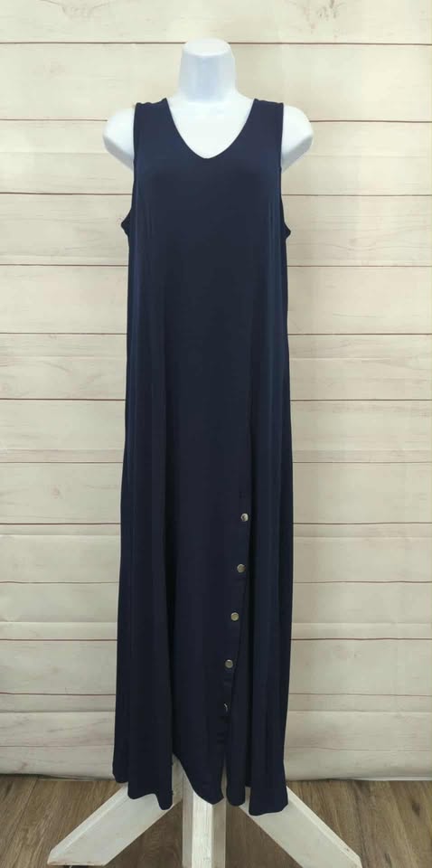 MEDIUM NAVY A374129 Susan Graver Regular Liquid Knit Maxi Dress